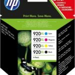 HP C2N92AE 920XL High Yield Original Ink Cartridges, Black/Cyan/Magenta/Yellow, Multipack